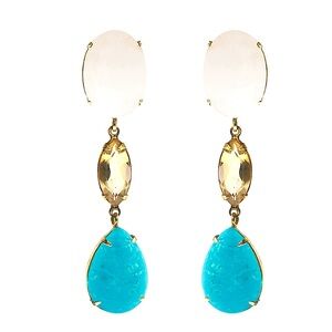 White Agate & Turquoise Earrings